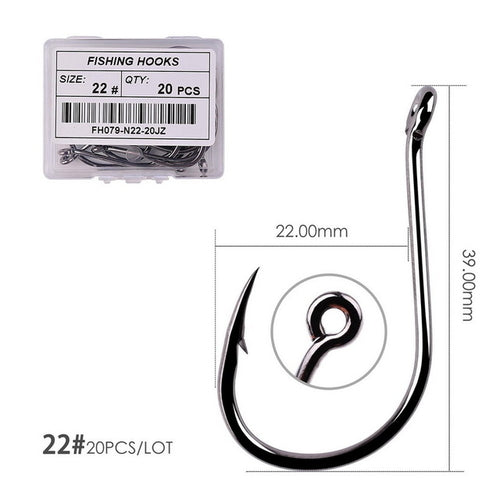 50pcs / 20pcs / Box Circle Carp Eyed Fishing Hook Size 2-22# Ring Eye