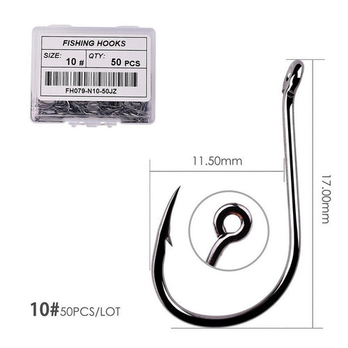 50pcs / 20pcs / Box Circle Carp Eyed Fishing Hook Size 2-22# Ring Eye