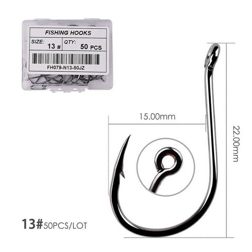 50pcs / 20pcs / Box Circle Carp Eyed Fishing Hook Size 2-22# Ring Eye