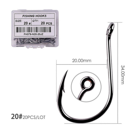 50pcs / 20pcs / Box Circle Carp Eyed Fishing Hook Size 2-22# Ring Eye