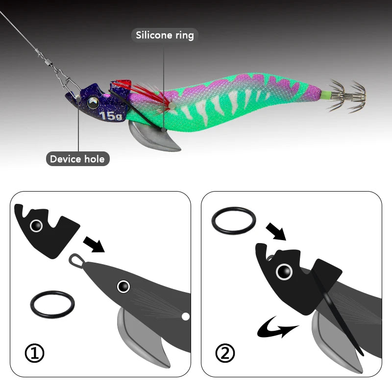 LETOYO 2PCS Luminous EGI for tip run squid lure TR Sinker weight eging