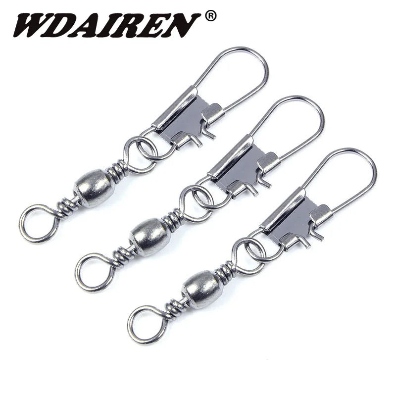 10Pcs/lot Fishing Connector Pin Bearing Rolling Swivel Stainless Steel