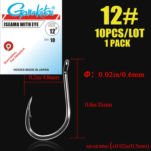 10pcs/lot  Iseama Circle Carp Eyed Fishing Hooks Size 1/0-14# Ring eye