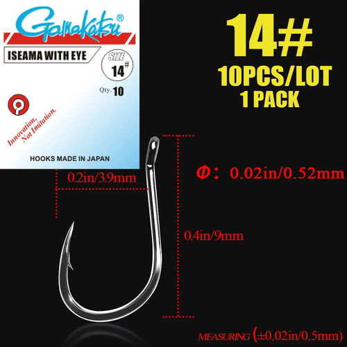 10pcs/lot  Iseama Circle Carp Eyed Fishing Hooks Size 1/0-14# Ring eye