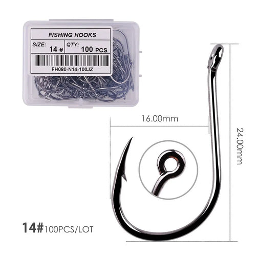 Aorace 100pcs/Box Fishing Hooks Iseama Circle Carp Eyed Fishing Hook