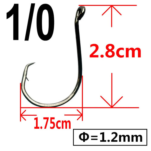 100 pcs Octopus Offset Sport Circle Fishing Hook Carp Fishhook Jig Big