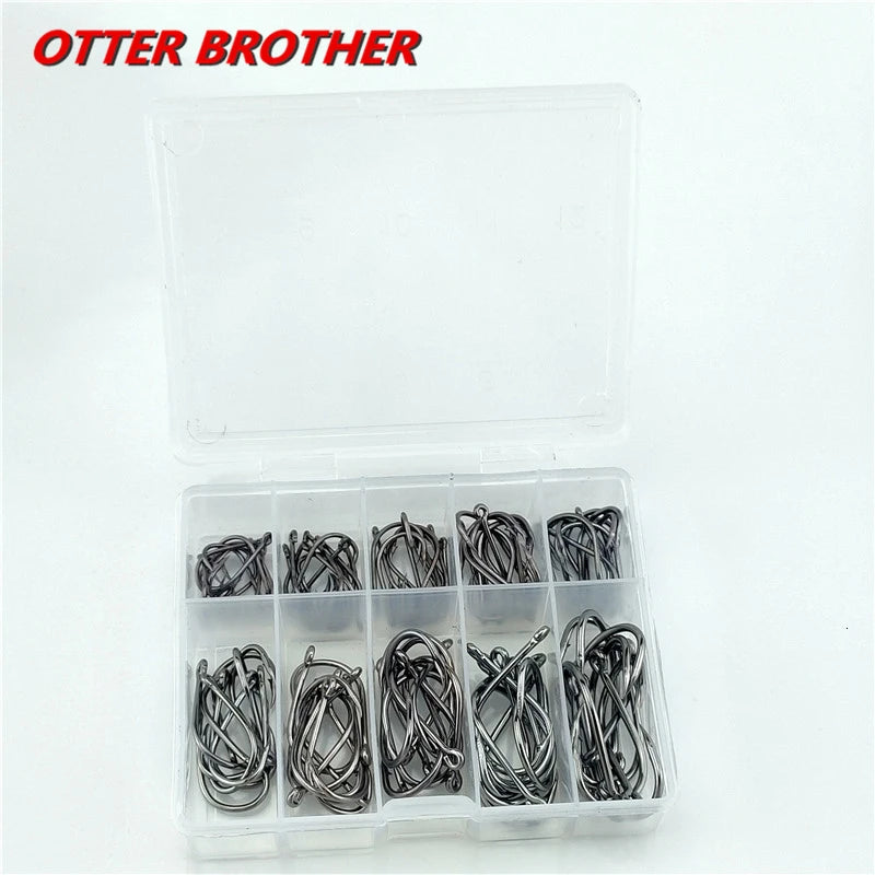 100pcs/box Fishhooks 3#-12# High Carbon Steel Barbed In Fly Fishing