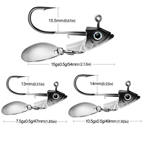 1pc Jig Head 7.5g 10.5g 15g Fishing Lures Sinking Rotating Sequin