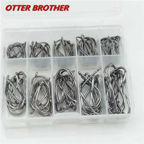 100pcs/box Fishhooks 3#-12# High Carbon Steel Barbed In Fly Fishing