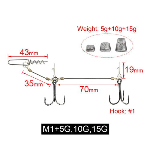 Spinpoler Multi-Depth Pike Stinger Rigs Fishing Hook #6 #1/0 #2/0 With