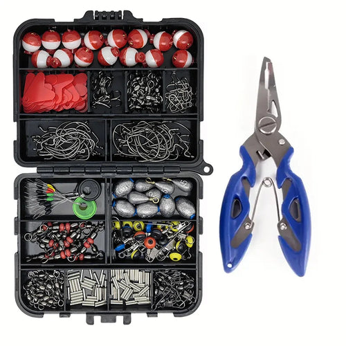 Fishing Accessories Set with Tackle Box 263pcs/Set Including Plier Jig