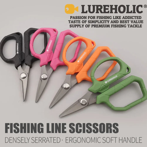 Lureholic Fishing Line Scissors, Densely Serrated, Ergonomic soft