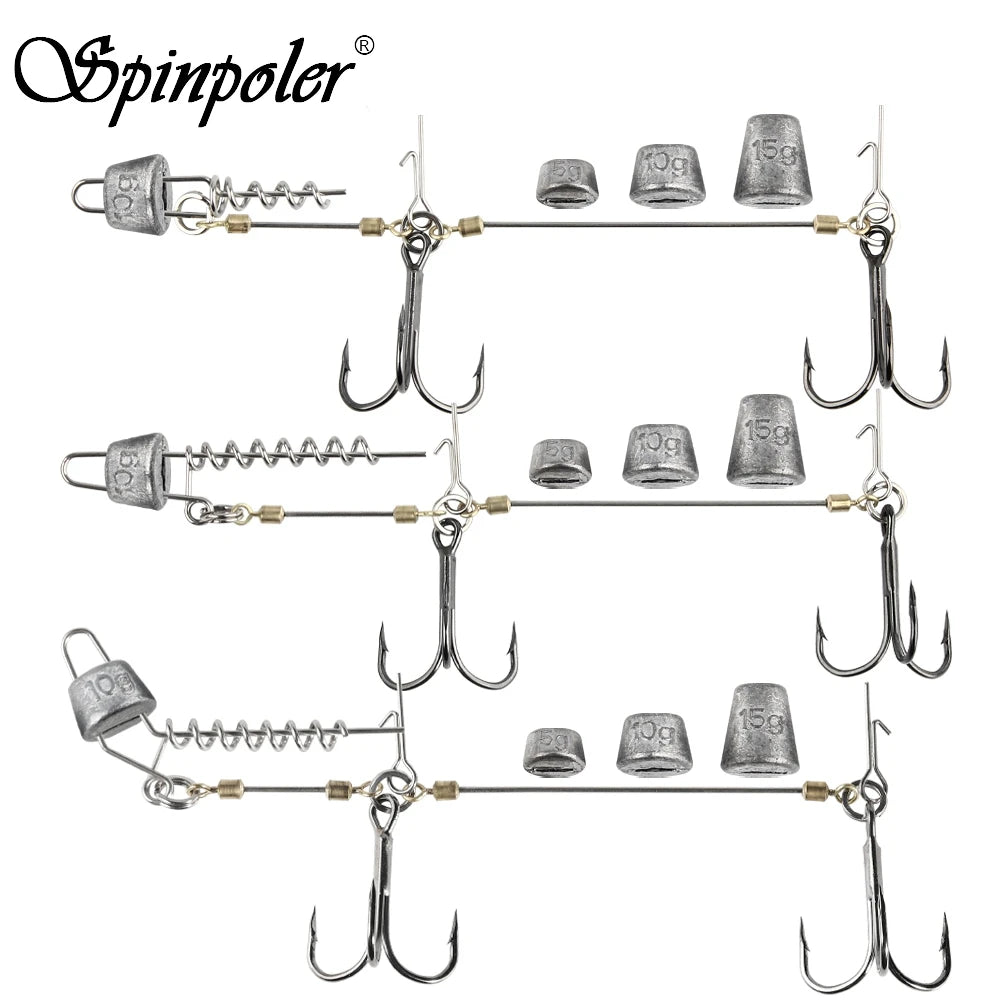 Spinpoler Multi-Depth Pike Stinger Rigs Fishing Hook #6 #1/0 #2/0 With