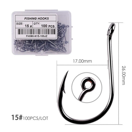 Aorace 100pcs/Box Fishing Hooks Iseama Circle Carp Eyed Fishing Hook