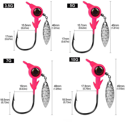 3pcs Jig Head Hook 3.5g 5g 7g 10g Fishing Hook Rotating Sequins Jig