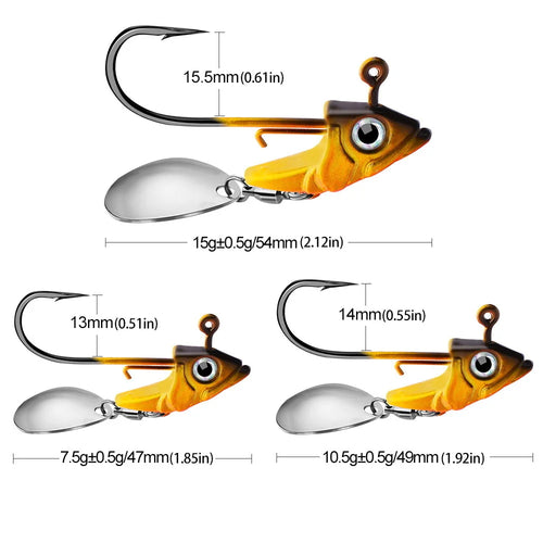 1pc Jig Head 7.5g 10.5g 15g Fishing Lures Sinking Rotating Sequin