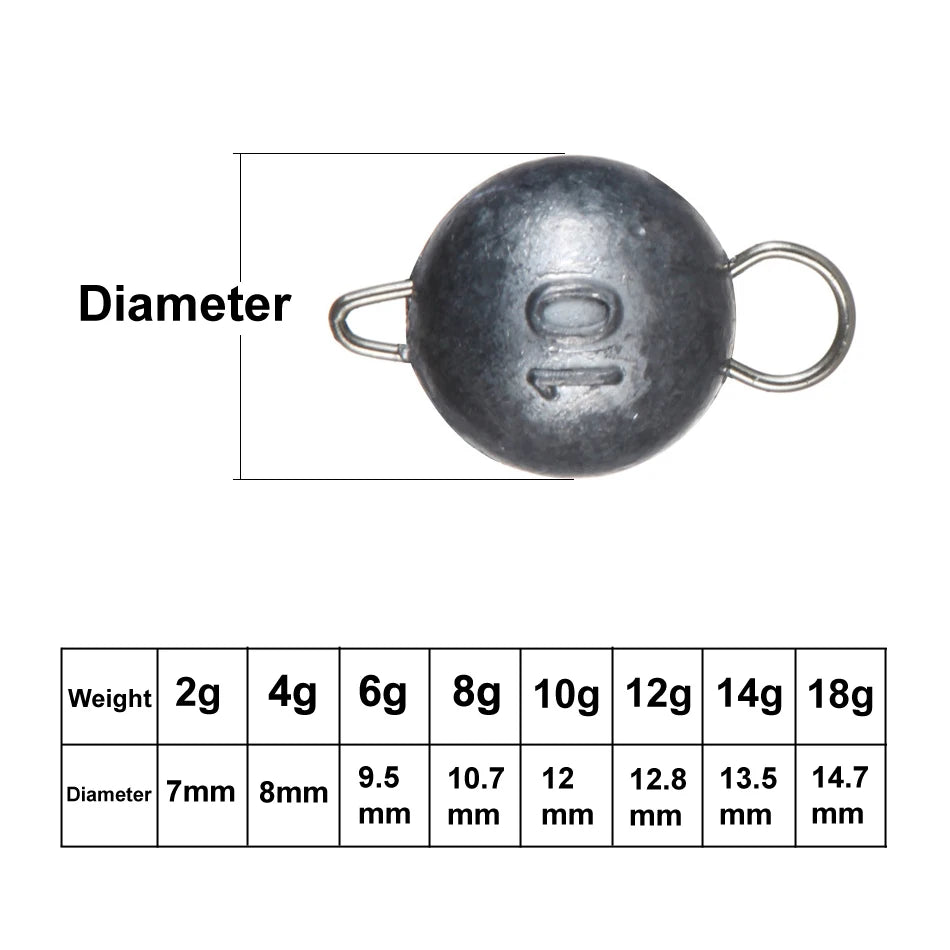 5pcs 2g-18g Fishing Weight Sinker Jig Head Deep Water Bullet Weight