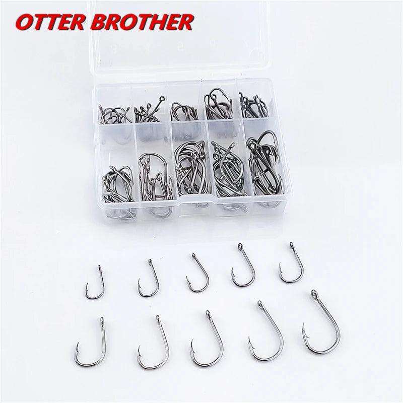 100pcs/box Fishhooks 3#-12# High Carbon Steel Barbed In Fly Fishing