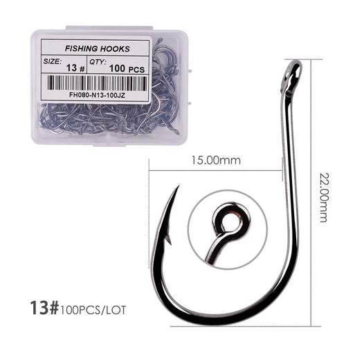 Aorace 100pcs/Box Fishing Hooks Iseama Circle Carp Eyed Fishing Hook