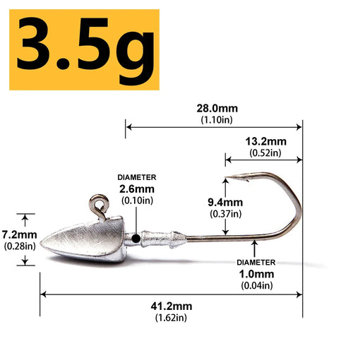 Triangle Head Hooks 3.5g 5g 7g 10g 14g 20g Ship type fishing hook soft