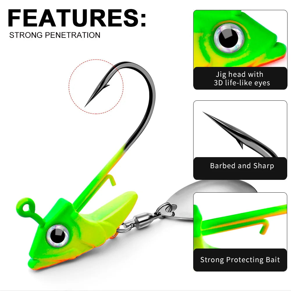 1pc Jig Head 7.5g 10.5g 15g Fishing Lures Sinking Rotating Sequin