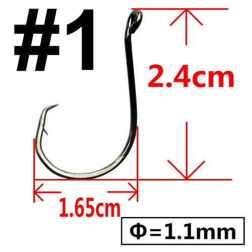 100 pcs Octopus Offset Sport Circle Fishing Hook Carp Fishhook Jig Big