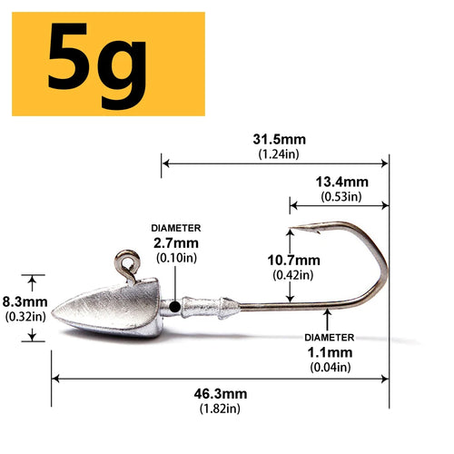 Triangle Head Hooks 3.5g 5g 7g 10g 14g 20g Ship type fishing hook soft