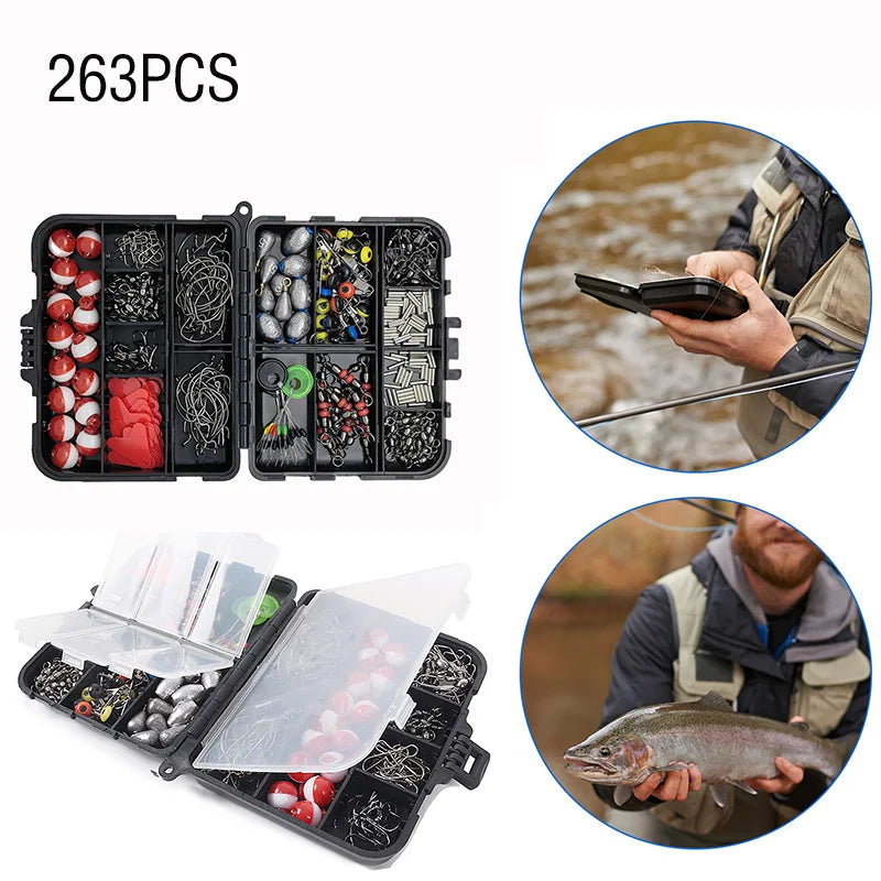 Fishing Accessories Set with Tackle Box 263pcs/Set Including Plier Jig