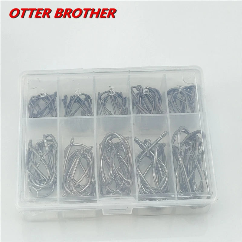 100pcs/box Fishhooks 3#-12# High Carbon Steel Barbed In Fly Fishing