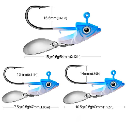 1pc Jig Head 7.5g 10.5g 15g Fishing Lures Sinking Rotating Sequin