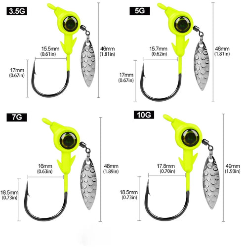 3pcs Jig Head Hook 3.5g 5g 7g 10g Fishing Hook Rotating Sequins Jig