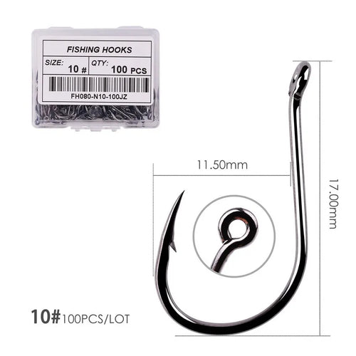 Aorace 100pcs/Box Fishing Hooks Iseama Circle Carp Eyed Fishing Hook