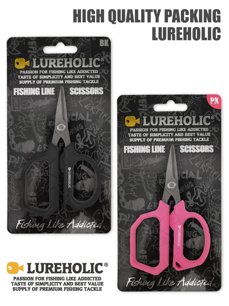 Lureholic Fishing Line Scissors, Densely Serrated, Ergonomic soft