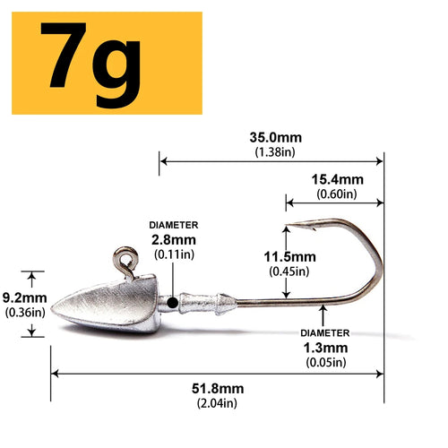 Triangle Head Hooks 3.5g 5g 7g 10g 14g 20g Ship type fishing hook soft