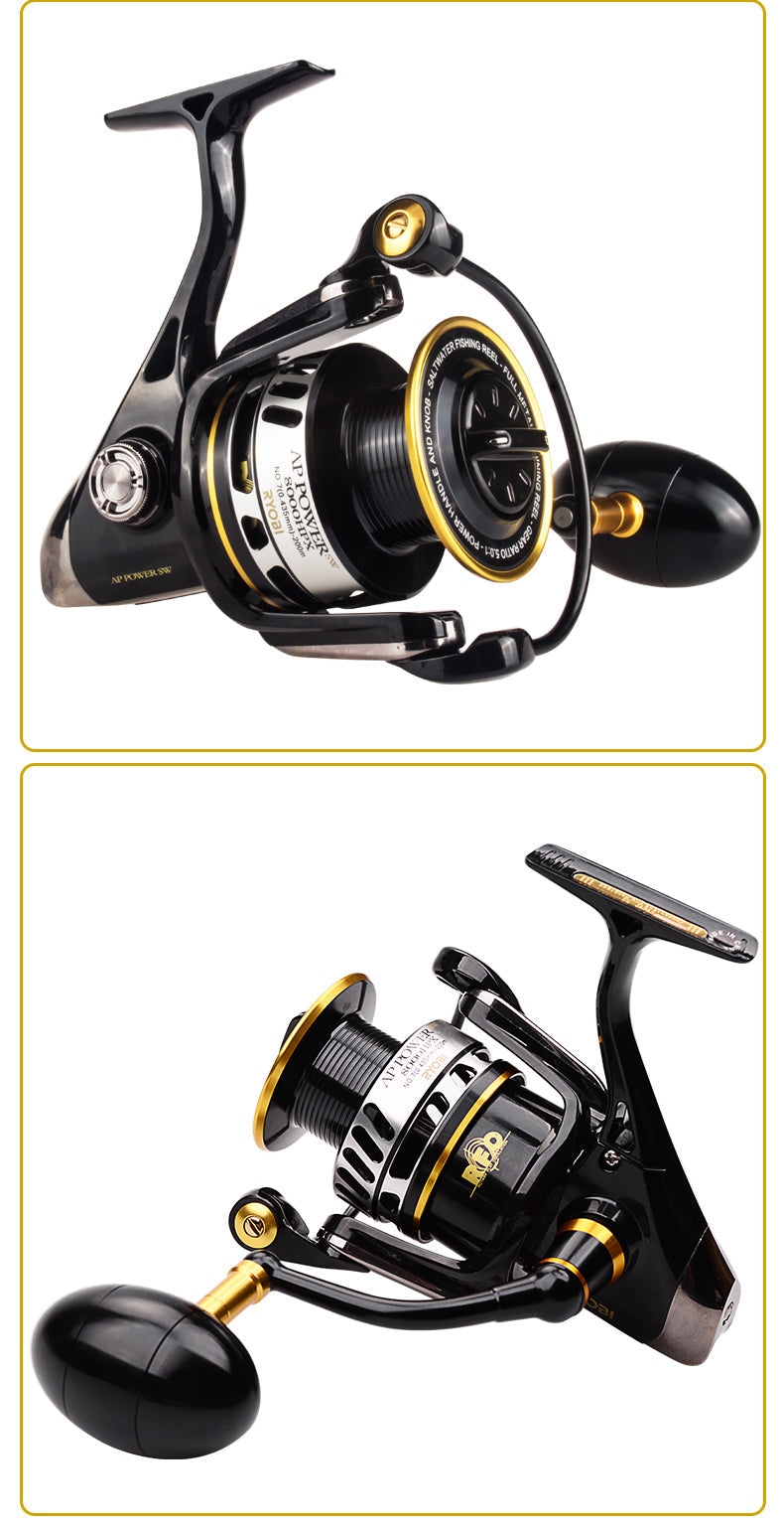 AP POWER SW Spinning Fishing Reels 6000/8000/10000 Gear Ratio 5.0:1